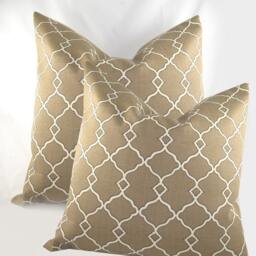 Decorative Pillow Cushion Cover - Accent Throw Waverly- Williamsburg Chippendale Fretwork Mocha Indoor Outdoor - thumbnail 2
