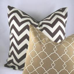 Decorative Pillow Cushion Cover - Accent Throw Waverly- Williamsburg Chippendale Fretwork Mocha Indoor Outdoor - thumbnail 3