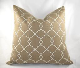 Decorative Pillow Cushion Cover - Accent Throw Waverly- Williamsburg Chippendale Fretwork Mocha Indoor Outdoor - thumbnail 1