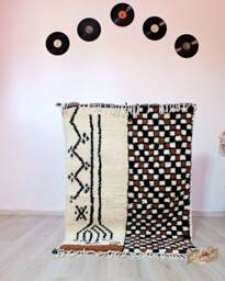 Brown Rug, Colorful Moroccan Handmade Berber Living Room Azilal Beni Ouarain Carpet, Teppich, Personalized Rug - thumbnail 1