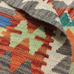 Classic Kilim Rug, Handmade Artisan Afghan Turkish Aztec Wool Rug 202x152 cm - thumbnail 3