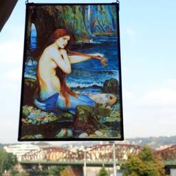 Mermaid Stained Glass Art - John William Waterhouse Canvas Print - thumbnail 3