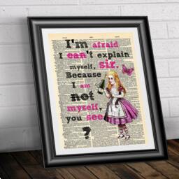 Alice in Wonderland Art Print Funny Quote On Antique Dictionary Page - thumbnail 2
