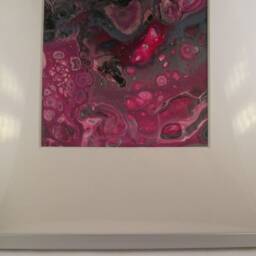 Paint Pouring, Pour Art, Neutral Decor, Poured Paint, Fluid Cell Painting, Wall Canvas, Framed Abstract - thumbnail 2