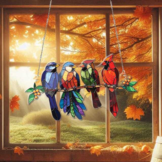 Acrylic Bird Of Prey Window Hanging, Colorful Birds Decor - image 1