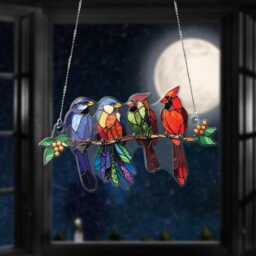 Acrylic Bird Of Prey Window Hanging, Colorful Birds Decor - thumbnail 2