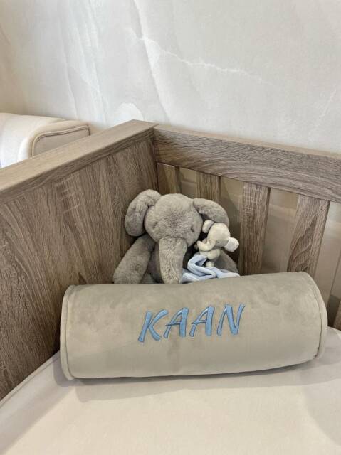"Personalised Name Bolster Cushion, Embroidered 16""x 6" - image 1