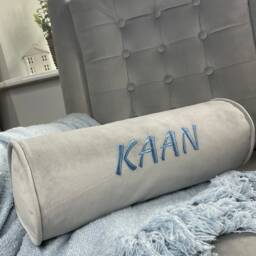 "Personalised Name Bolster Cushion, Embroidered 16""x 6" - thumbnail 3