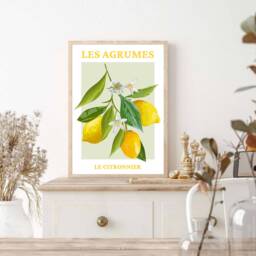 Lemon Art Print, Les Agrumes, Modern French Wall Poster, Fruit Art, Kitchen Home Decor, Prints, Posters - thumbnail 3
