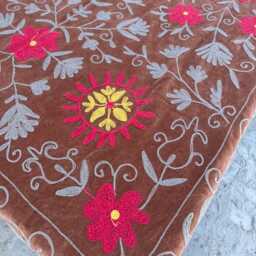 Luxury Velvet Suzani Handmade Quilt - Decorative Embroidered Bedding - thumbnail 4