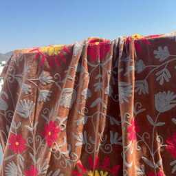 Luxury Velvet Suzani Handmade Quilt - Decorative Embroidered Bedding - thumbnail 2