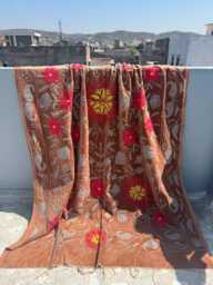 Luxury Velvet Suzani Handmade Quilt - Decorative Embroidered Bedding - thumbnail 1