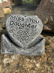 stone Garden Miss You Daughter Heart Memorial Plaque Concrete Ornament - thumbnail 1