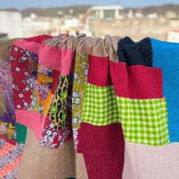 Cotton Kantha Quilt Reversible Patchwork Block Print Handmade Boho Throw Blanket - thumbnail 2