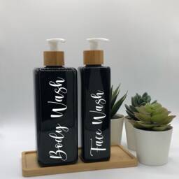 Personalised Black Square Soap Dispenser Bottle With White Bamboo Pump 250Ml & 500Ml - thumbnail 2