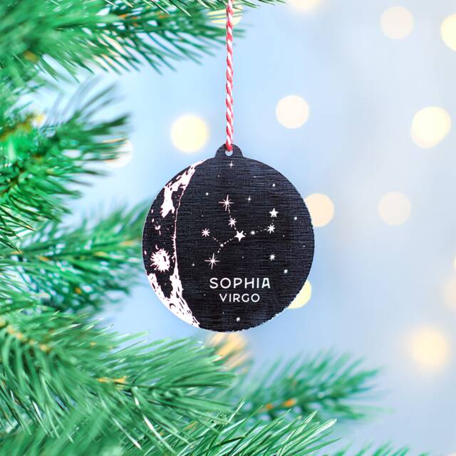Personalised Metallic Metal Star Sign Christmas Tree Bauble - image 1
