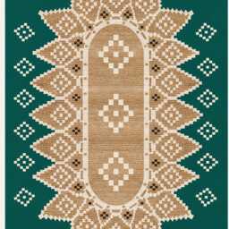 Emerald Chenille Rug Traditional Medallion Motif, Washable Carpet - thumbnail 2