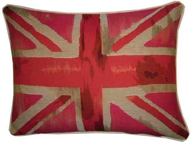 Union Jack Pink Design 3 Oblong Tapestry Cushion Pillow Cover - image 1