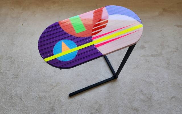 Handmade Abstract Resin Coffee Table, Colorful Modern End Table - image 1