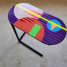 Handmade Abstract Resin Coffee Table, Colorful Modern End Table - thumbnail 2
