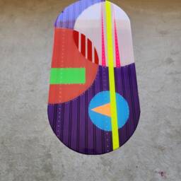 Handmade Abstract Resin Coffee Table, Colorful Modern End Table - thumbnail 3
