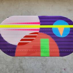 Handmade Abstract Resin Coffee Table, Colorful Modern End Table - thumbnail 4
