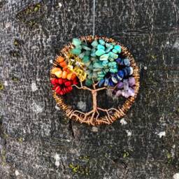 Rainbow Chakra Stone Tree Of Life, Wire Wrapped Wall Hanging - thumbnail 4
