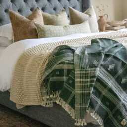 Charcoal Black Indian Wool Throw Blanket, Handwoven Sofa Coverlet & Bed Runner - Onyx - thumbnail 3