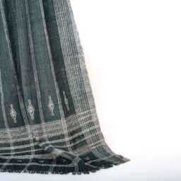 Charcoal Black Indian Wool Throw Blanket, Handwoven Sofa Coverlet With Dramatic Bed Layer - Onyx - thumbnail 4
