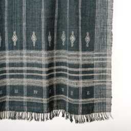 Charcoal Black Indian Wool Throw Blanket, Handwoven Sofa Coverlet With Dramatic Bed Layer - Onyx - thumbnail 2