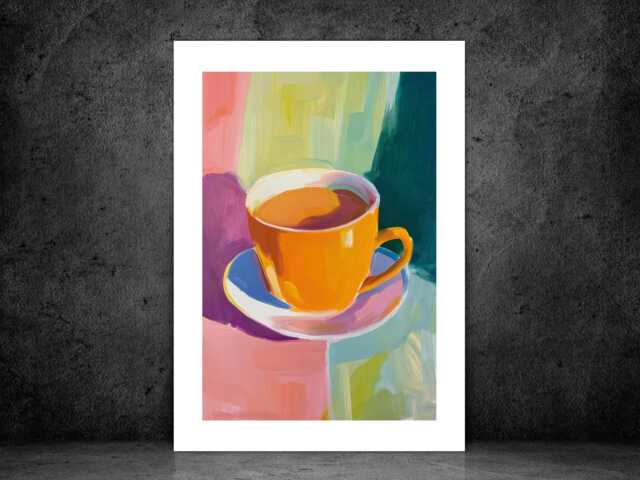 Colourful Mug - Wall Print Coffee Tea Cafe Kitchen Gift Idea Bespoke Poster A5 A4 A3 Framed Or Unframed - image 1