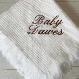 Personalised Baby Shawl, Wrap, Blanket, Custom Newborn Luxury Shower, Gender Reveal, New Gift, Presents For Arrival - thumbnail 2