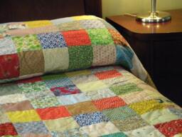 Handmade Patchwork Quilt Queen Size Cotton Bedding, Retro Primary Colors