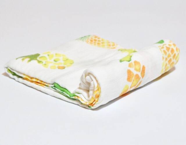 Organic Bamboo Pineapple Muslin Baby Swaddle Blanket - image 1