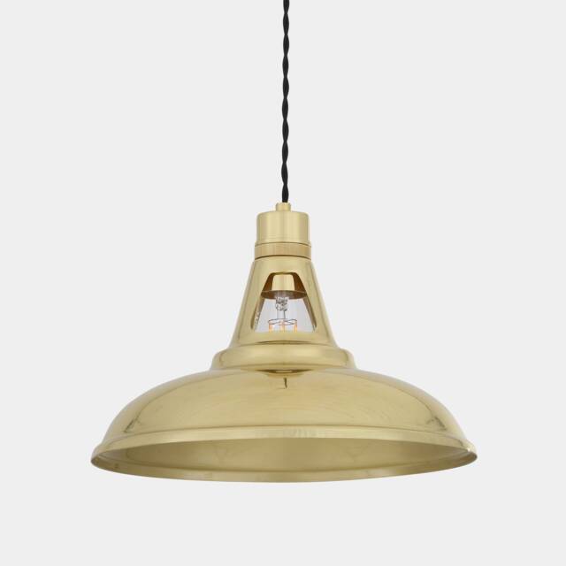 Geneva Vintage Industrial Brass Pendant Light 12'' - 31cm - image 1