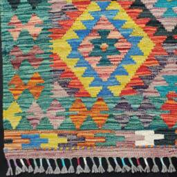 Kilim Rug Multicolour, Handmade Artisan Afghan Turkish Aztec Geometric Wool 145x100 cm - thumbnail 4