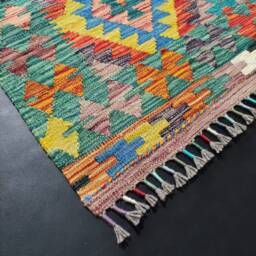 Kilim Rug Multicolour, Handmade Artisan Afghan Turkish Aztec Geometric Wool 145x100 cm - thumbnail 2