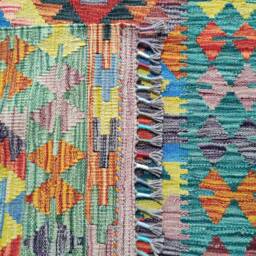 Kilim Rug Multicolour, Handmade Artisan Afghan Turkish Aztec Geometric Wool 145x100 cm - thumbnail 3