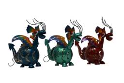 Metal Dragon Tea Light Holder Garden Ornament Standing Candle Lantern Animal Hanging - thumbnail 1