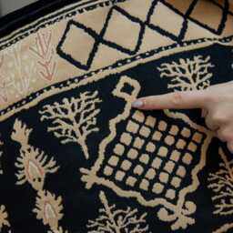 Boho Velvet Moroccan Pouf Cover, Handcrafted Jacquard Ottoman - thumbnail 2