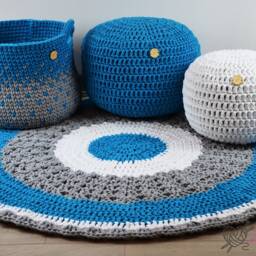 Crochet Cotton Pouf Scandinavian Style Ottoman, Meditation Pillow - thumbnail 3