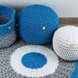 Crochet Cotton Pouf Scandinavian Style Ottoman, Meditation Pillow