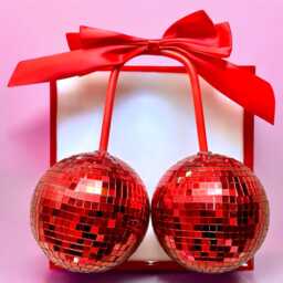 Red Cherry Bow Disco Ball 3D Resin Wall Art/Mirror Dopamine Decor/ Sculpture/ Fake Food/ Cherry Art/ - thumbnail 1