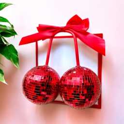 Red Cherry Bow Disco Ball 3D Resin Wall Art/Mirror Dopamine Decor/ Sculpture/ Fake Food/ Cherry Art/ - thumbnail 3