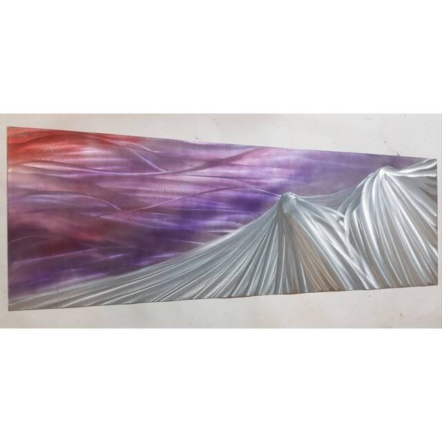 Modern Abstract Metal Mountain Wall Art, Purple Silver Red, R Toomer Art - image 1