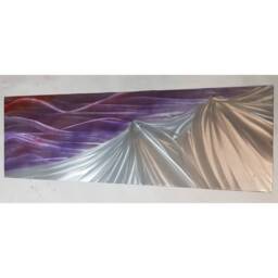 Modern Abstract Metal Mountain Wall Art, Purple Silver Red, R Toomer Art - thumbnail 3