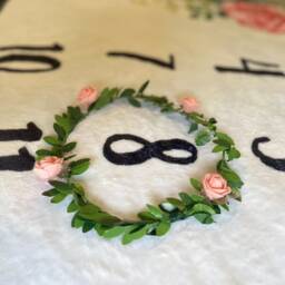 Baby Milestone Marker Ring Floral Wreath Crown Flower Pink Roses Greenery Growth Tracker Girl Blanket - thumbnail 2