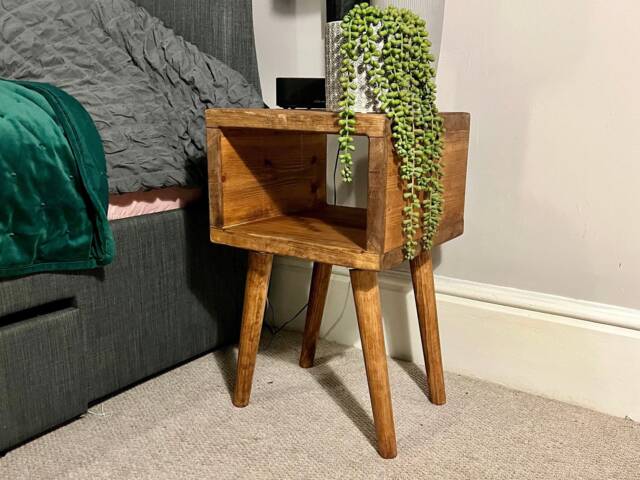 Wooden Box Bedside Table - Side Shelving Unit - With Colour Options , Locally Sourced Timber Free UK Delivery Choice Of Legs - image 1