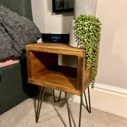 Wooden Box Bedside Table - Side Shelving Unit - With Colour Options , Locally Sourced Timber Free UK Delivery Choice Of Legs - thumbnail 3