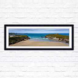 Porth Beach Cornwall Print Panoramic Coastal Wall Art